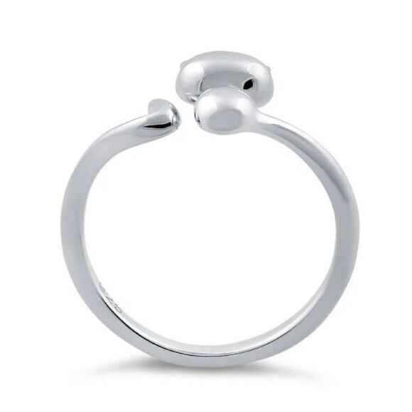 Sterling Silver Plain Bubble Cat Ring New - Picture 3 of 4